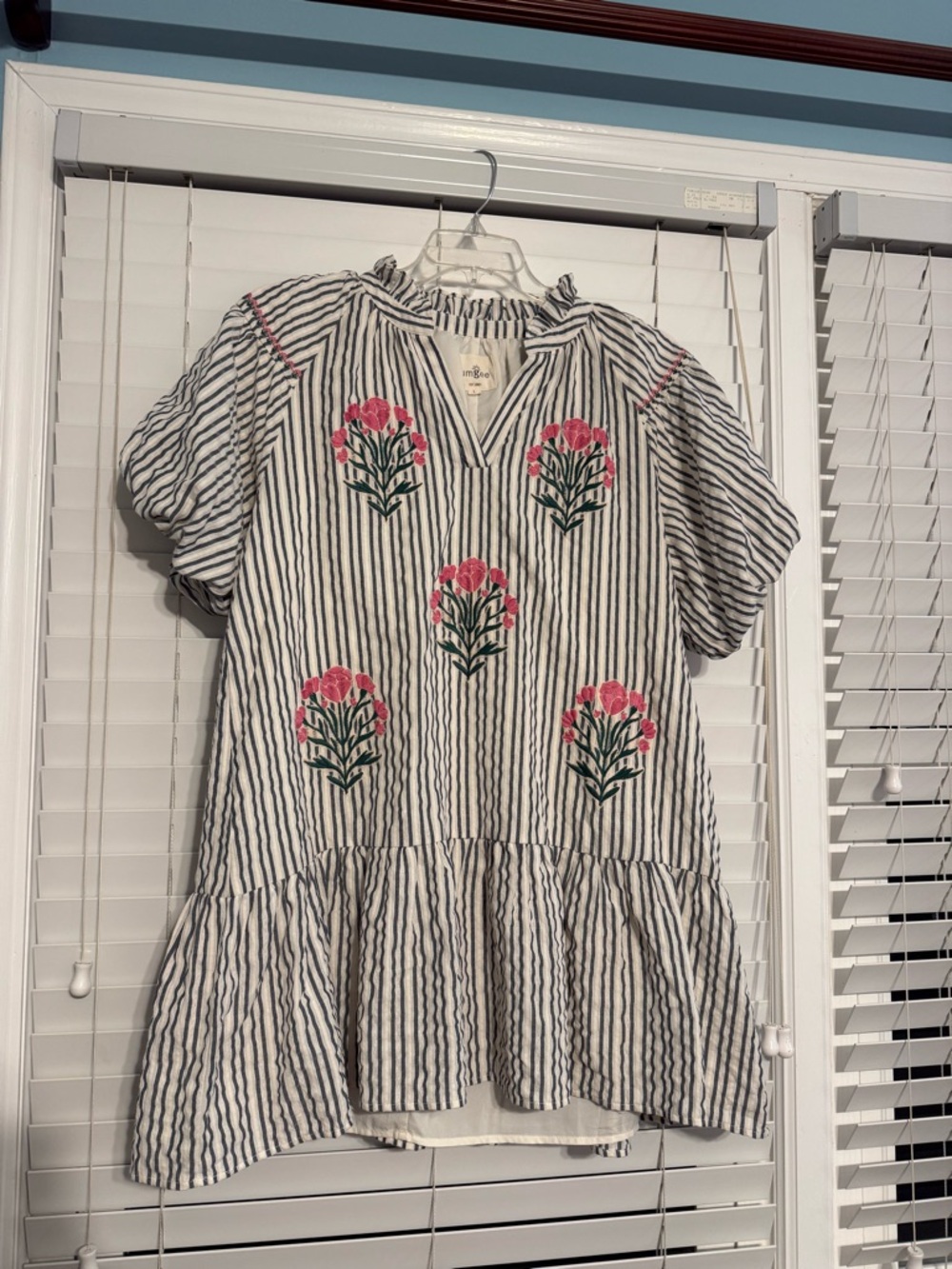Umgee Seersucker Embroidered Dress
